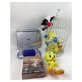 Sylvester and Tweety plush, bird cage, Datamax,