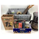 Paint sprayer, handsaw, mallet & assorted