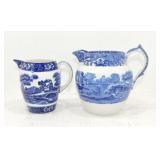 Copeland Spode lot of 2 Blue Willow pitchers