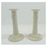 Wedgwood pair of candle holders, 8"