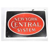 New York Central System Railroad porcelain sign,