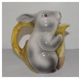 Porcelain rabbit pitcher, 7"