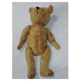 Early straw stuffed jointed teddy bear, 15"