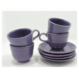 Fiesta Post 86 lot of 4 cups & saucers, lilac