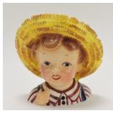 Lefton girl in straw hat head vase 6", 50414