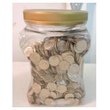 Jar of unc Roosevelt & clad dimes