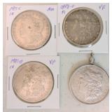 1889, 1898-O, 1901-O, & 1921-S Morgan dollars