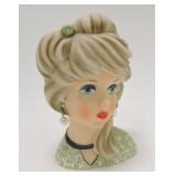 Relpo lady head vase, 7", 2090