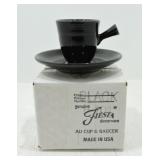 Fiesta Post 86 AD cup & saucer, black, NIB