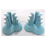 Vintage Fiesta pair of tripod candle holders,