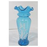 Blue enamel 8 1/2" vase