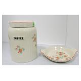 Hall China Floral Lattice coffee canister (chip to