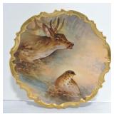 Limoges game plate with stag and game bird,