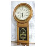 Oak wall regulator clock, 37"