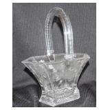 Heisey cut glass basket, 11". butterfly and