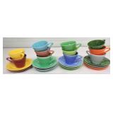 Harlequin cup & saucer group, 11 mixed