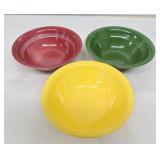 Harlequin nappy bowl group, 3 mixed