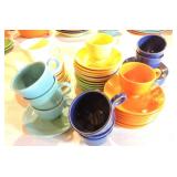 Vintage Fiesta cup & saucer group, mixed