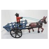 Cast iron donkey drawn cart, 10"