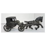 Cast iron horse and buggy, 9"