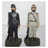 Cast iron pair of soldier bookends, 7 1/2"