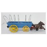 Cast iron horse drawn covered wagon, 11 1/2"