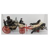 Cast iron horse drawn fire engine, 22"