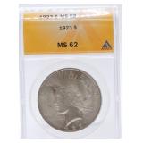 1923 Peace dollar ANACS MS62