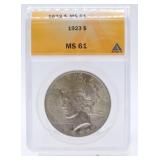 1923 Peace dollar ANACS MS61