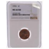 1955 Lincoln cent NGC MS66RD