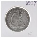 1857 Seated Liberty half F