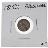 1852 three cent silver F+