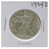 1934-D Walking Liberty half AU50