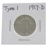 1917-D Ty1 Standing Liberty quarter F12