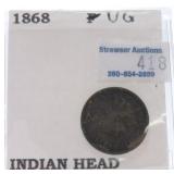 1868 Indian cent VG