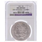 1900 Morgan dollar NGC unc, details, cleaned