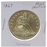 1867 Seated Liberty half MS65 proof like