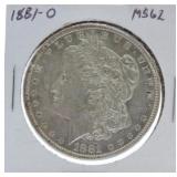 1881-O Morgan dollar MS62