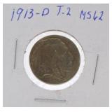 1913-D Ty2 Buffalo nickel MS62