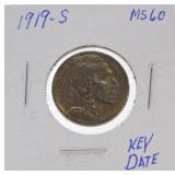 1919-S Buffalo nickel MS60