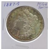 1887-S Morgan dollar MS64, toning