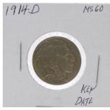 1914-D Buffalo nickel MS60