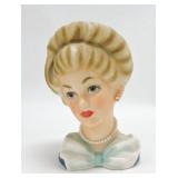 Relpo lady head vase K1816, 7"