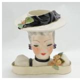 Lady head vase, 6 3/4", base repair