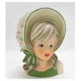 Japan lady head vase 7"