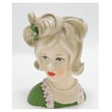 Relpo lady head vase 2206, 7"