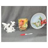 Bird glass decor, some chips