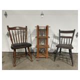 Wooden chairs & 4 tier shelf