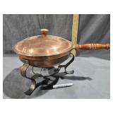 Vintage Copper Brass Chafing Dish w/Stand Sterno