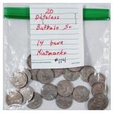 20 dateless  Buffalo Nickels  14 w/ mintmarks